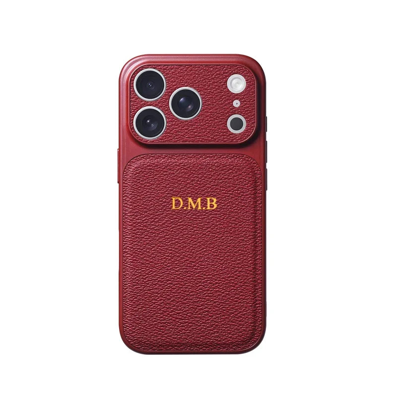 Coque iPhone personnalisable coloris Rouge, initiales dorées au dos